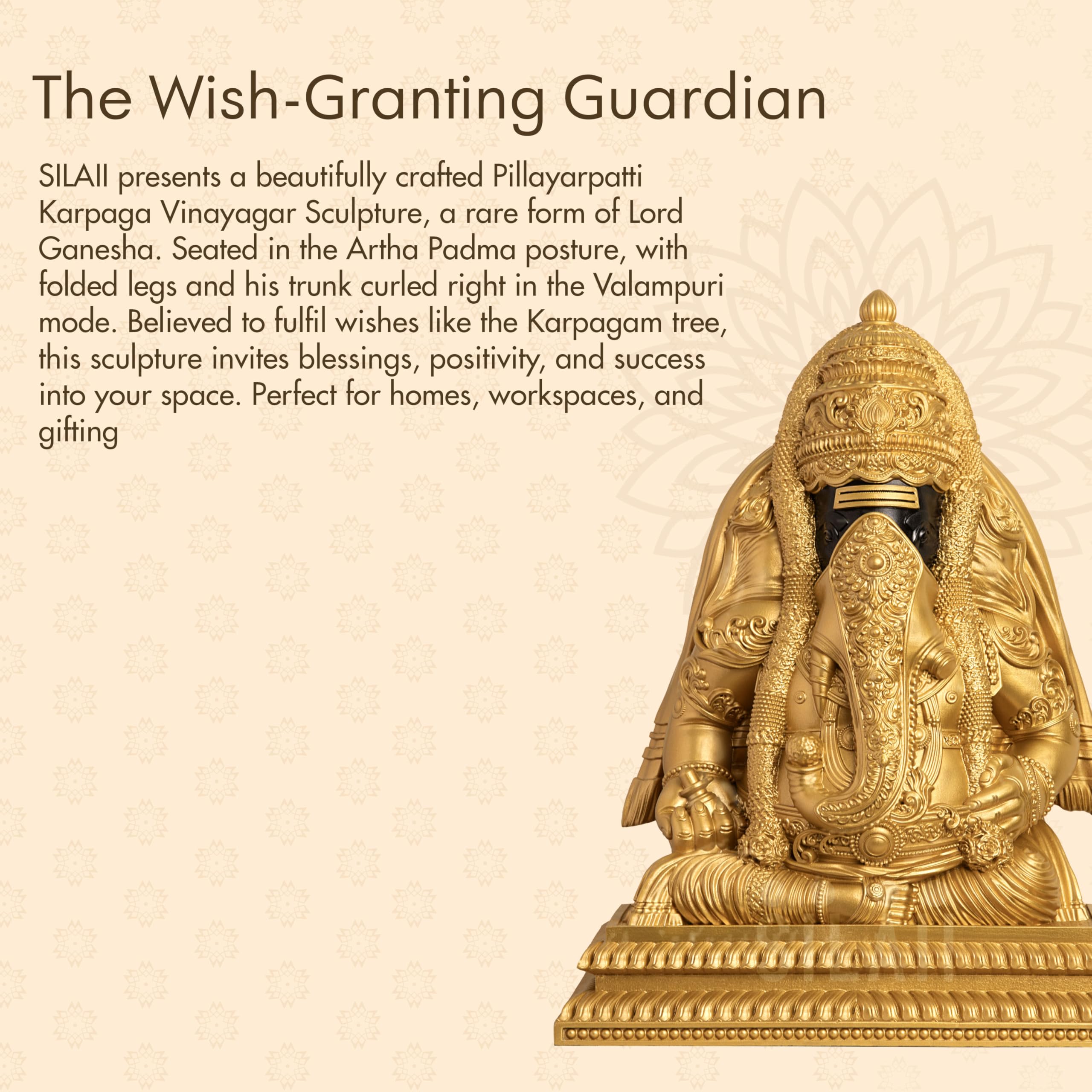 Silaii Pillayarpatti Karpaga Vinayagar Idol  Sacred Wish-Granting Ganesha Murti Showpiece & Statue For Home Decor, Pooja Room, H